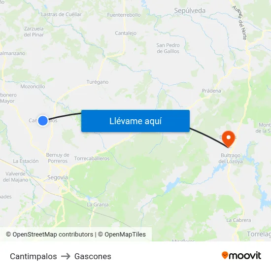 Cantimpalos to Gascones map