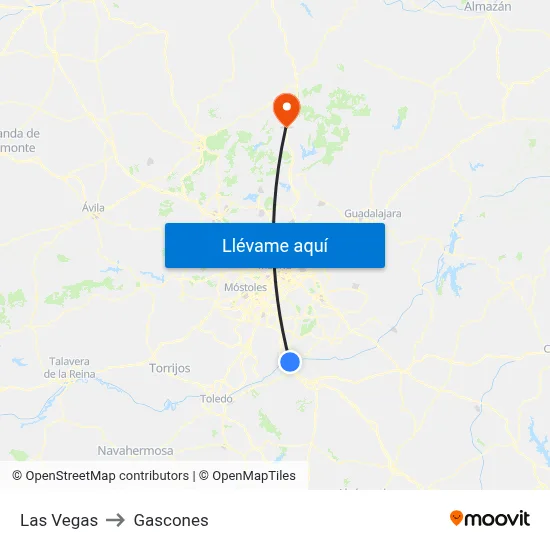 Las Vegas to Gascones map