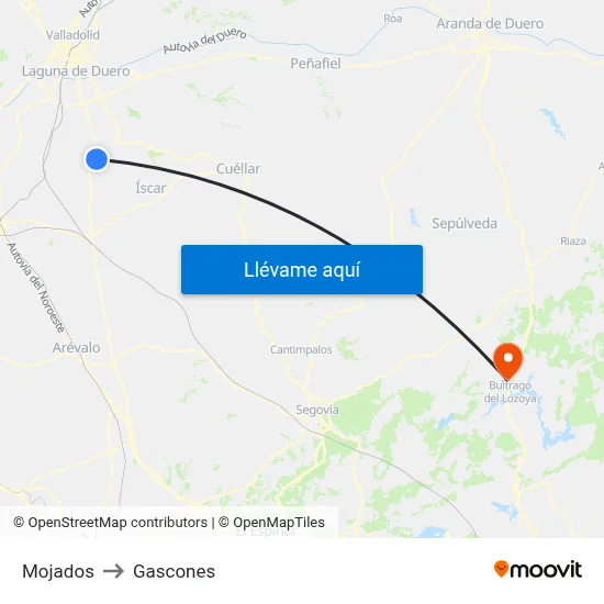 Mojados to Gascones map