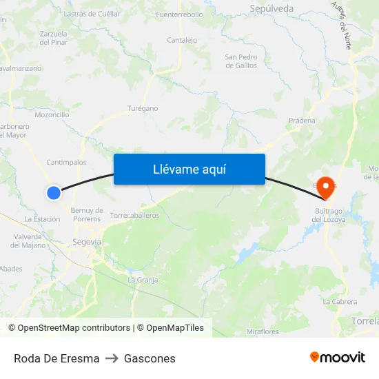 Roda De Eresma to Gascones map