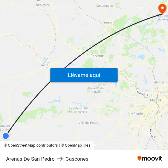 Arenas De San Pedro to Gascones map