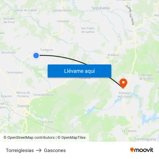 Torreiglesias to Gascones map