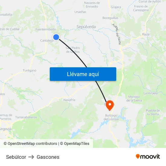 Sebúlcor to Gascones map