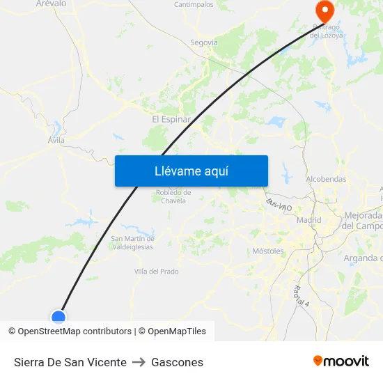 Sierra De San Vicente to Gascones map