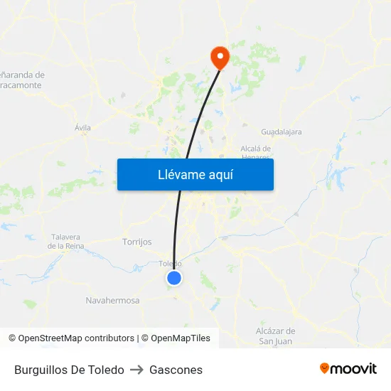 Burguillos De Toledo to Gascones map