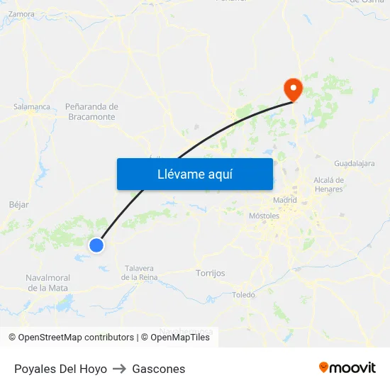 Poyales Del Hoyo to Gascones map