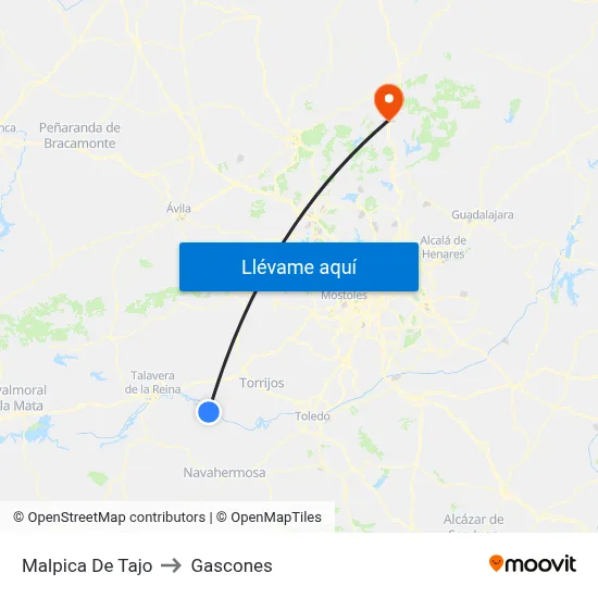 Malpica De Tajo to Gascones map