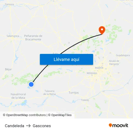 Candeleda to Gascones map