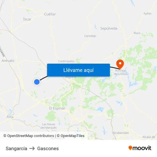 Sangarcía to Gascones map