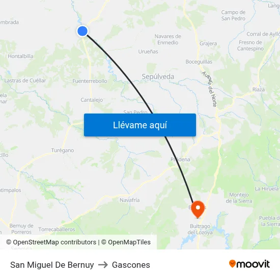 San Miguel De Bernuy to Gascones map