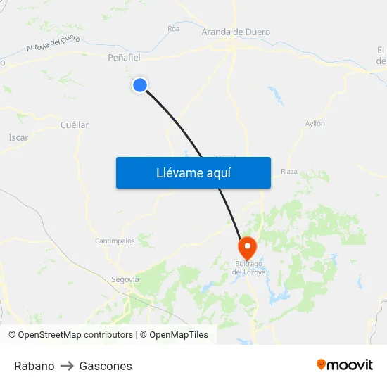 Rábano to Gascones map