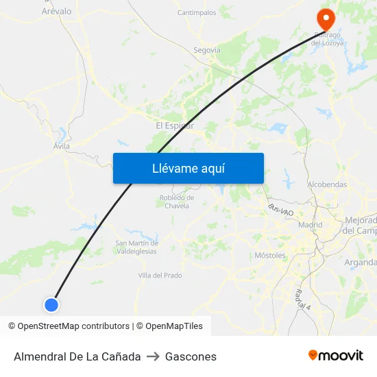 Almendral De La Cañada to Gascones map