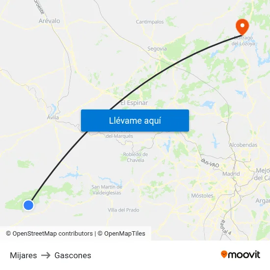 Mijares to Gascones map