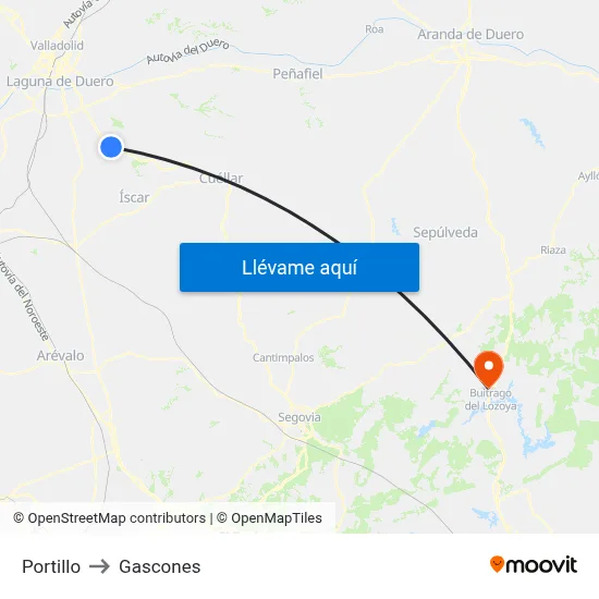 Portillo to Gascones map