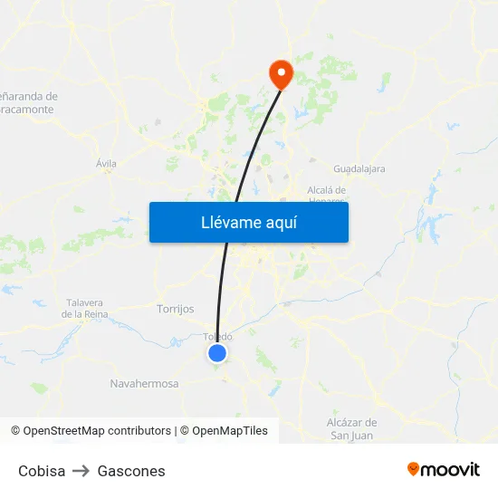 Cobisa to Gascones map