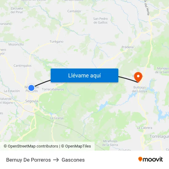 Bernuy De Porreros to Gascones map