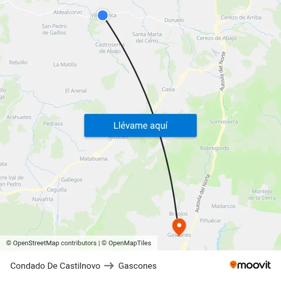 Condado De Castilnovo to Gascones map