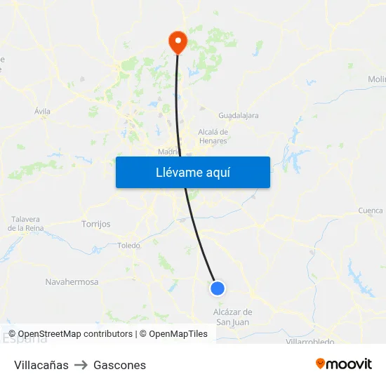 Villacañas to Gascones map
