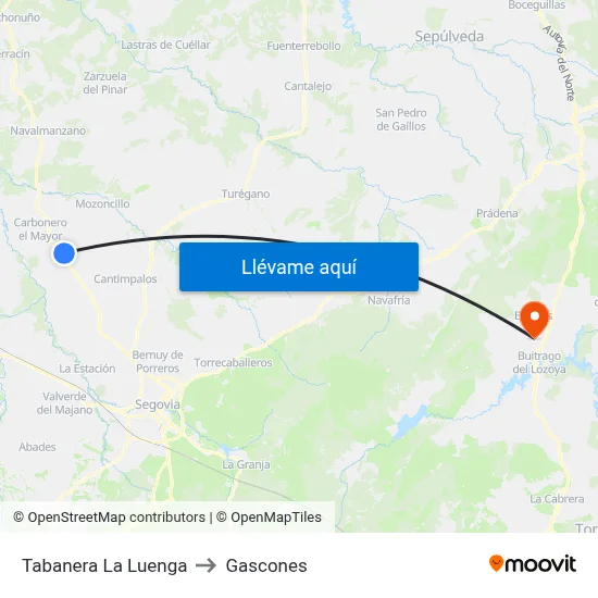 Tabanera La Luenga to Gascones map