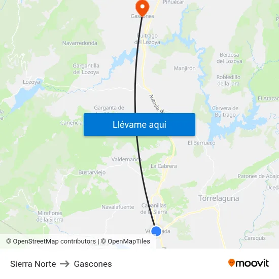 Sierra Norte to Gascones map