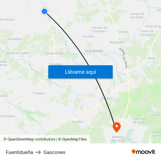 Fuentidueña to Gascones map