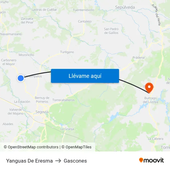 Yanguas De Eresma to Gascones map