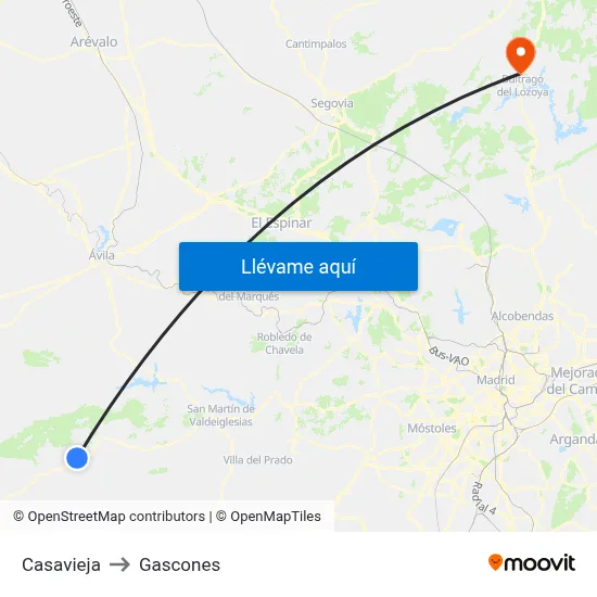 Casavieja to Gascones map