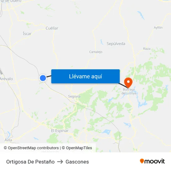 Ortigosa De Pestaño to Gascones map