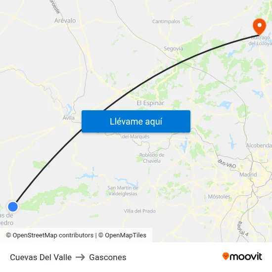 Cuevas Del Valle to Gascones map