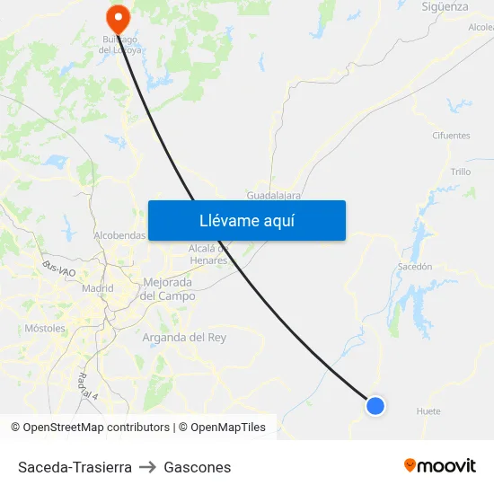 Saceda-Trasierra to Gascones map