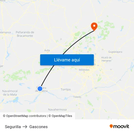 Segurilla to Gascones map