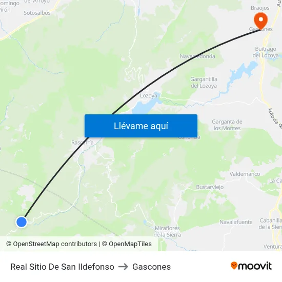 Real Sitio De San Ildefonso to Gascones map