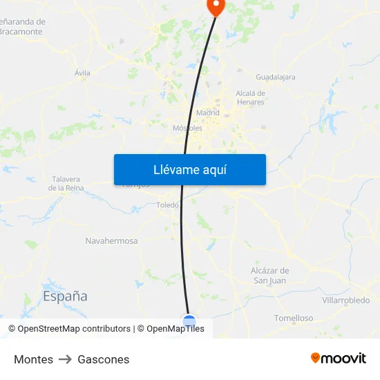 Montes to Gascones map