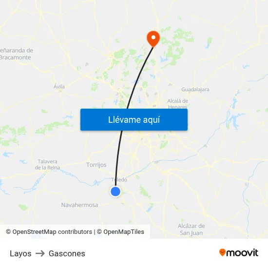 Layos to Gascones map