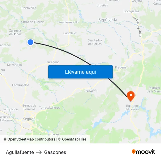 Aguilafuente to Gascones map