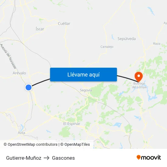 Gutierre-Muñoz to Gascones map