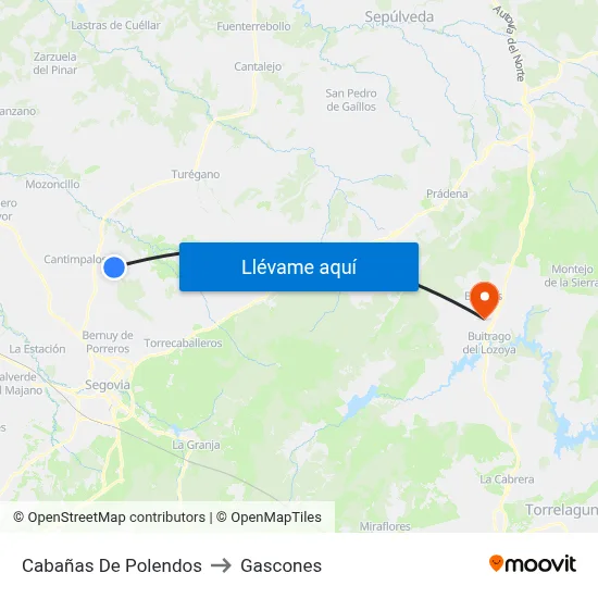 Cabañas De Polendos to Gascones map