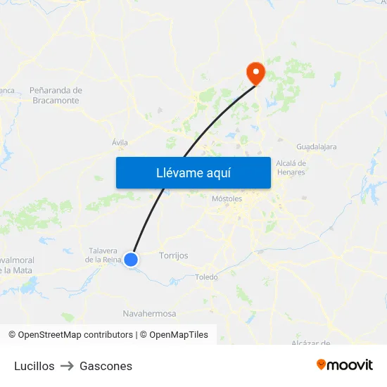 Lucillos to Gascones map