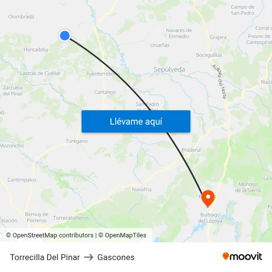 Torrecilla Del Pinar to Gascones map
