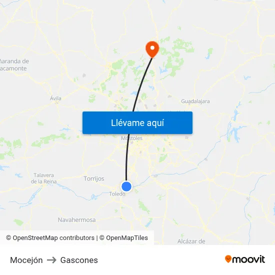 Mocejón to Gascones map