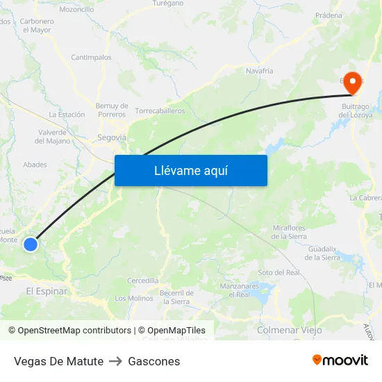 Vegas De Matute to Gascones map