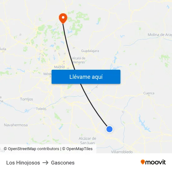 Los Hinojosos to Gascones map