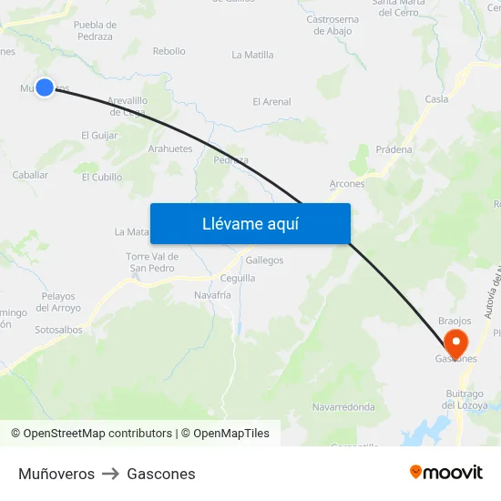 Muñoveros to Gascones map