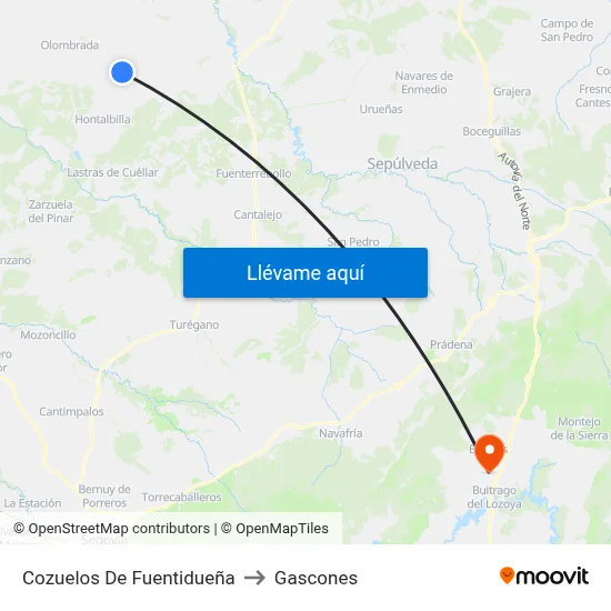 Cozuelos De Fuentidueña to Gascones map