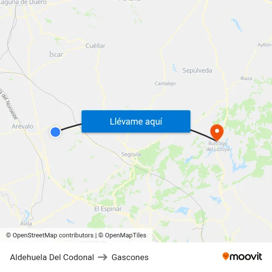 Aldehuela Del Codonal to Gascones map