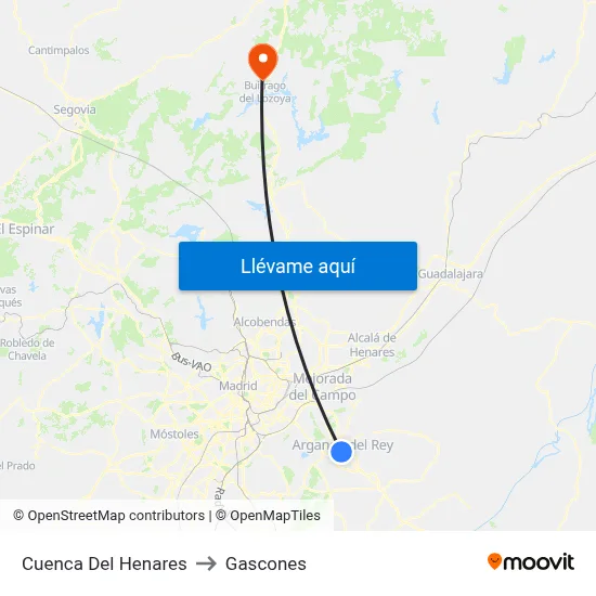 Cuenca Del Henares to Gascones map