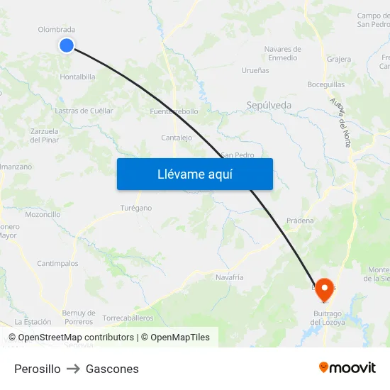 Perosillo to Gascones map
