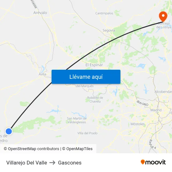 Villarejo Del Valle to Gascones map