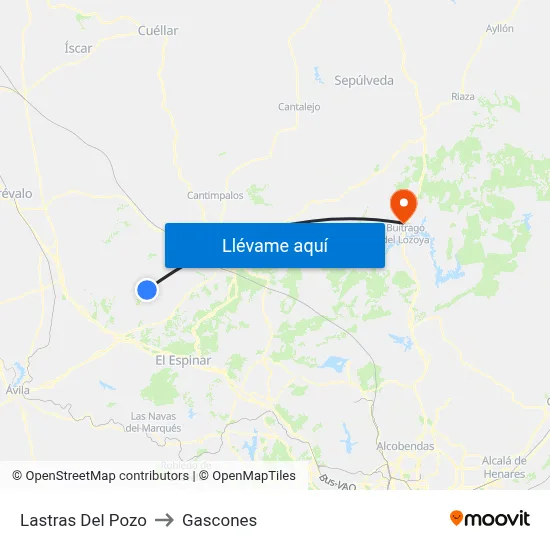 Lastras Del Pozo to Gascones map
