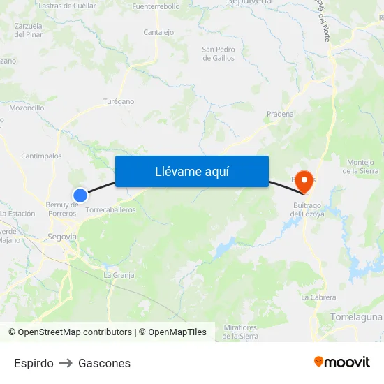 Espirdo to Gascones map